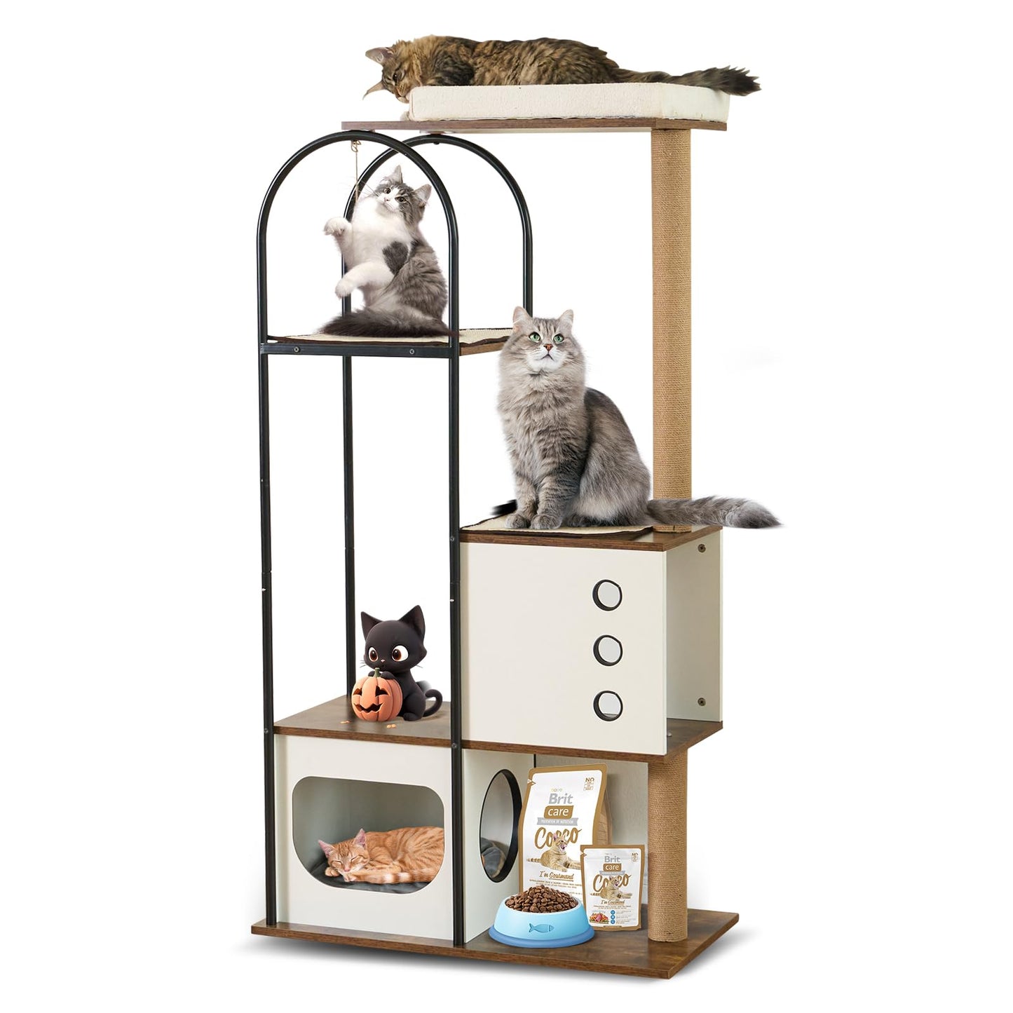 Large Cat Tree 59 Inche, Multi-Level Cat Tower Condo for Indoor Cats Furniture Activity Center with Kittens Play House, Scratching Post, Platforms, and Resting Beds