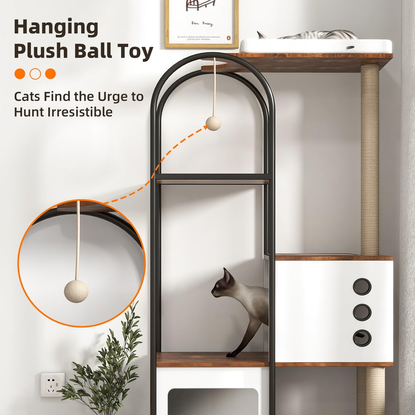 Large Cat Tree 59 Inche, Multi-Level Cat Tower Condo for Indoor Cats Furniture Activity Center with Kittens Play House, Scratching Post, Platforms, and Resting Beds
