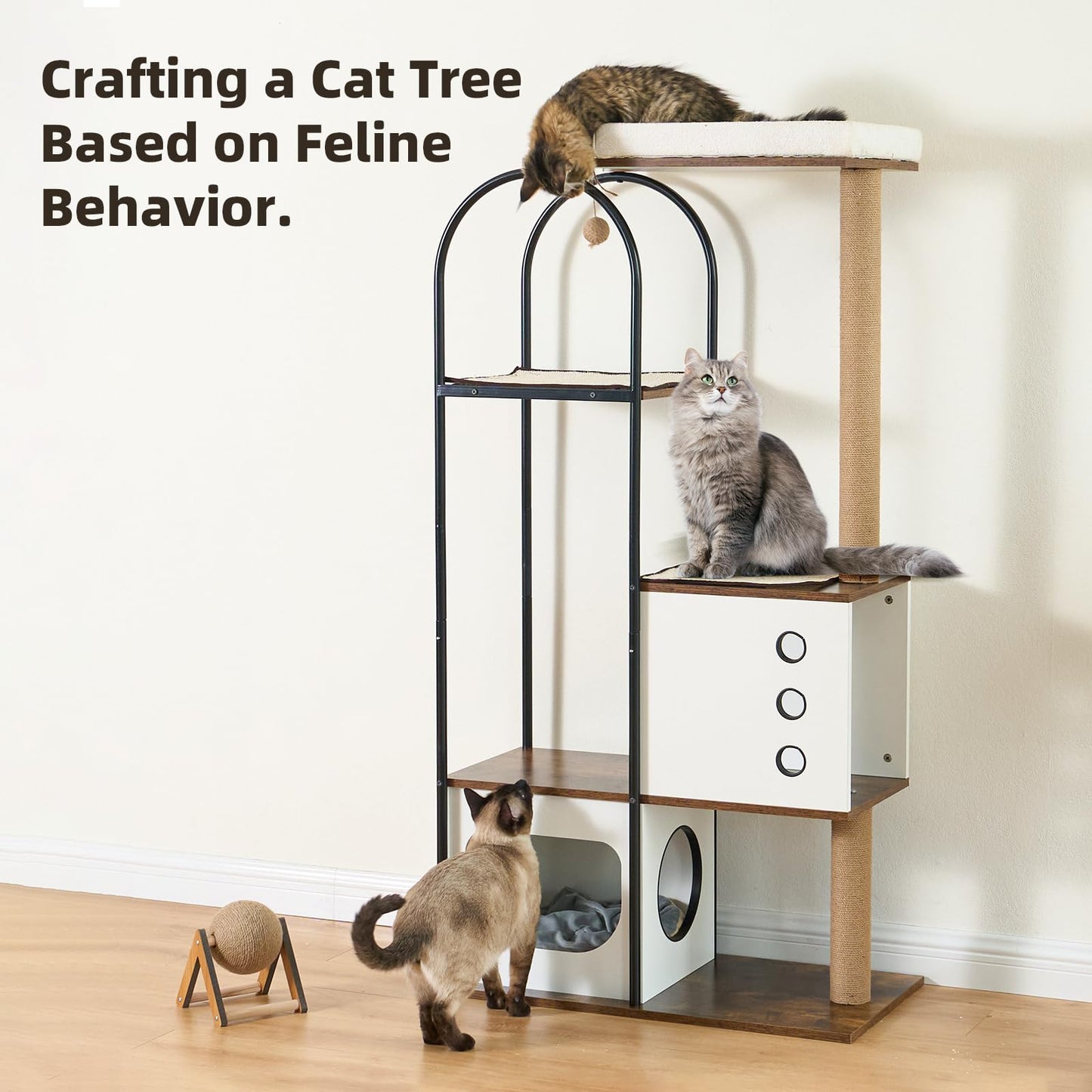 Large Cat Tree 59 Inche, Multi-Level Cat Tower Condo for Indoor Cats Furniture Activity Center with Kittens Play House, Scratching Post, Platforms, and Resting Beds