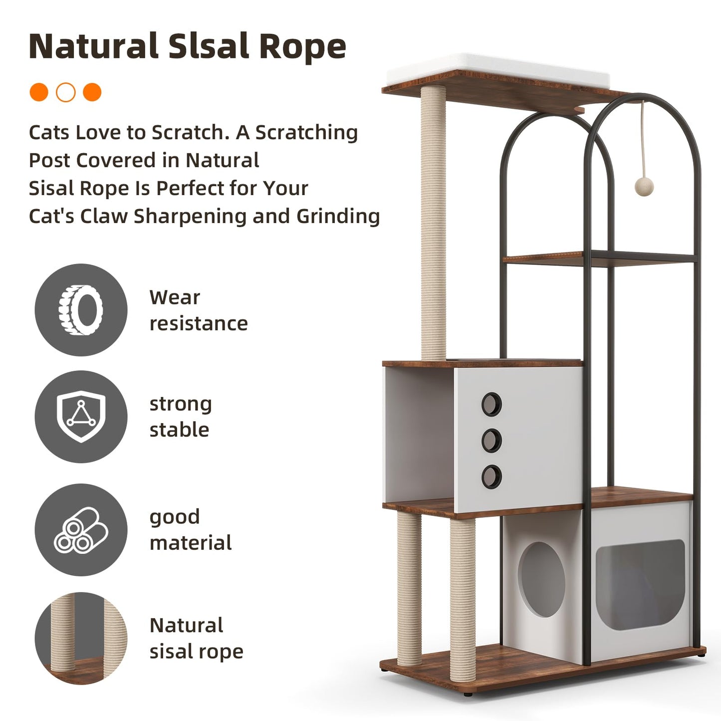 Large Cat Tree 59 Inche, Multi-Level Cat Tower Condo for Indoor Cats Furniture Activity Center with Kittens Play House, Scratching Post, Platforms, and Resting Beds