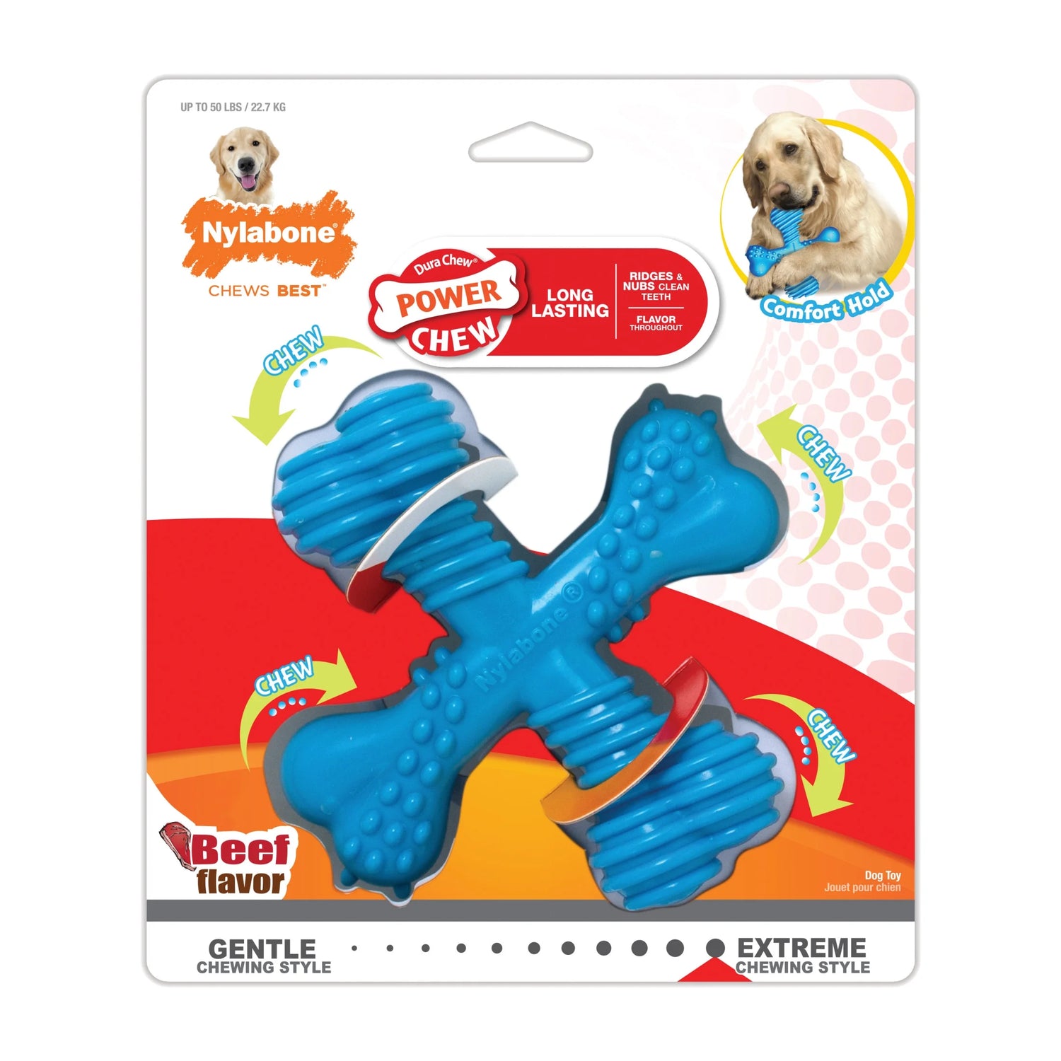 Power Chew Comfort Hold X Bone Dog Toy Beef Large/Giant - up to 50 Lbs. (1 Count)