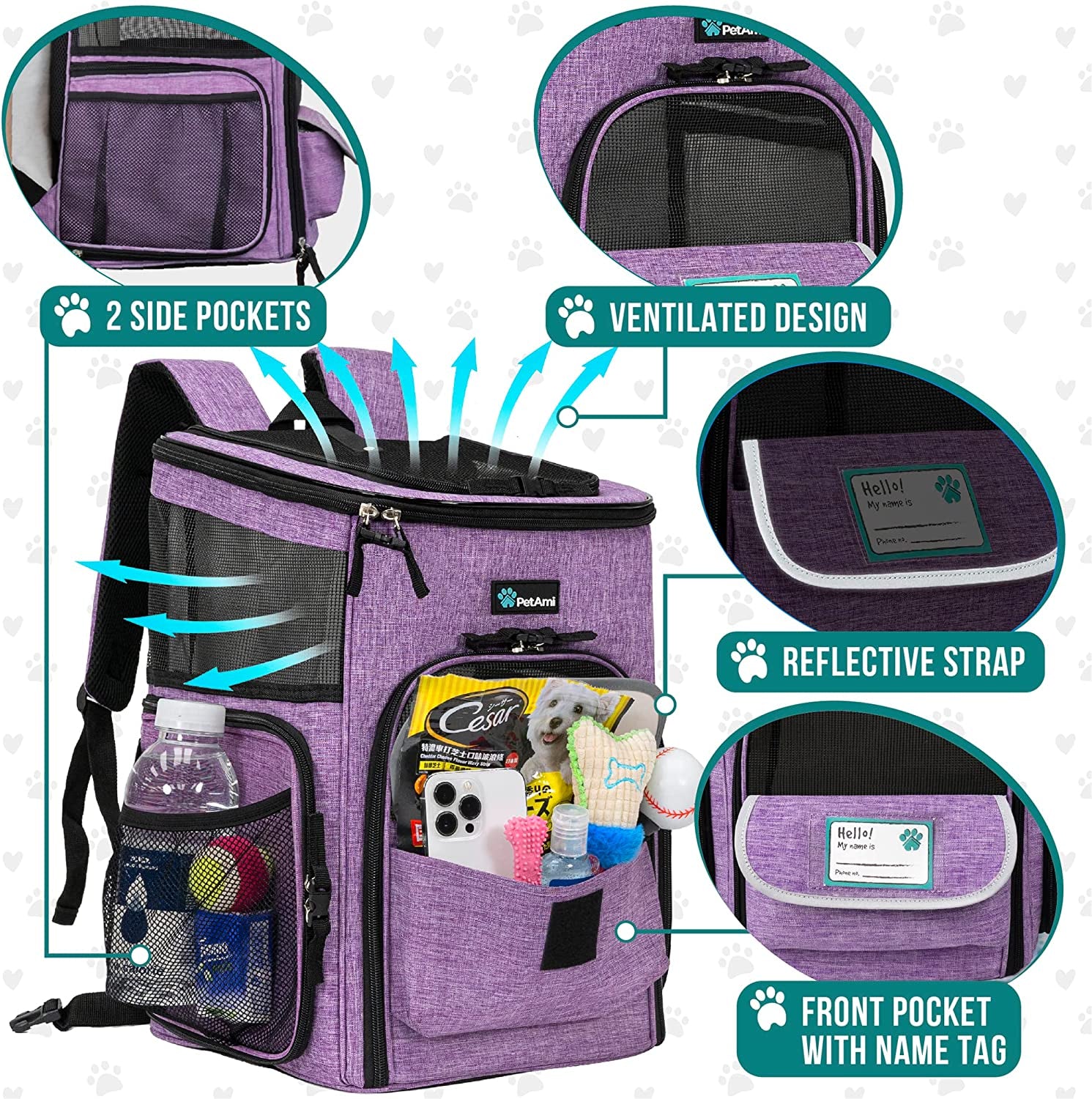 ```Furry Flight Attendant: The Purrfect Purple Backpack for Your Cat’s Next Adventure (Max 18 lbs of Sass)```