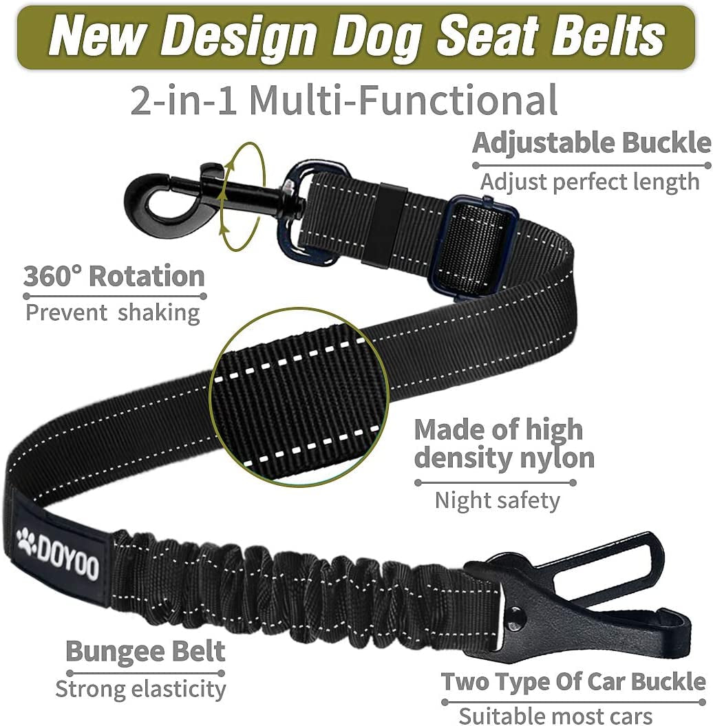 "Canine Cruiser Safety Straps: The 'Buckle Up, Furball!' 2-Pack of Adjustable, Stretchy, Reflective Doggie Seatbelts for the Ultimate Pup Road Trip Adventure!"