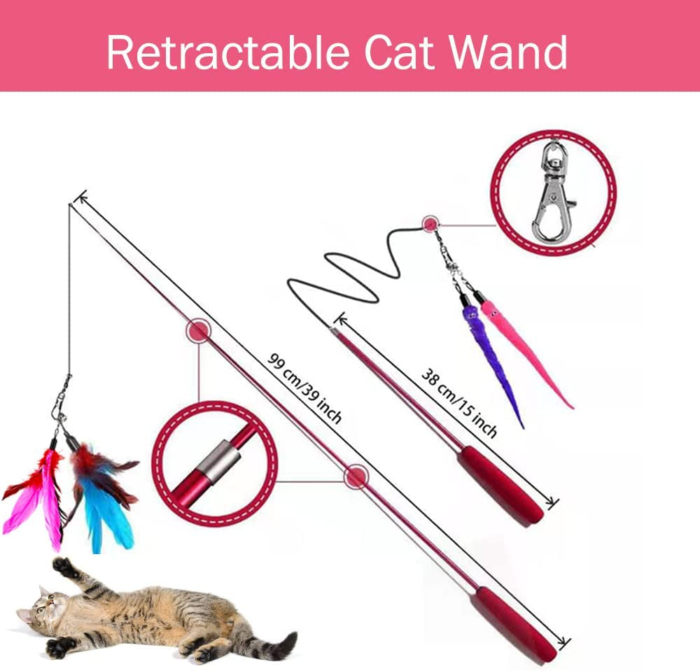 "Feather Flinging Fun Stick: The Ultimate Cat Gymnastics Set with Jingle Bells for Your Furry Olympic Champion!"