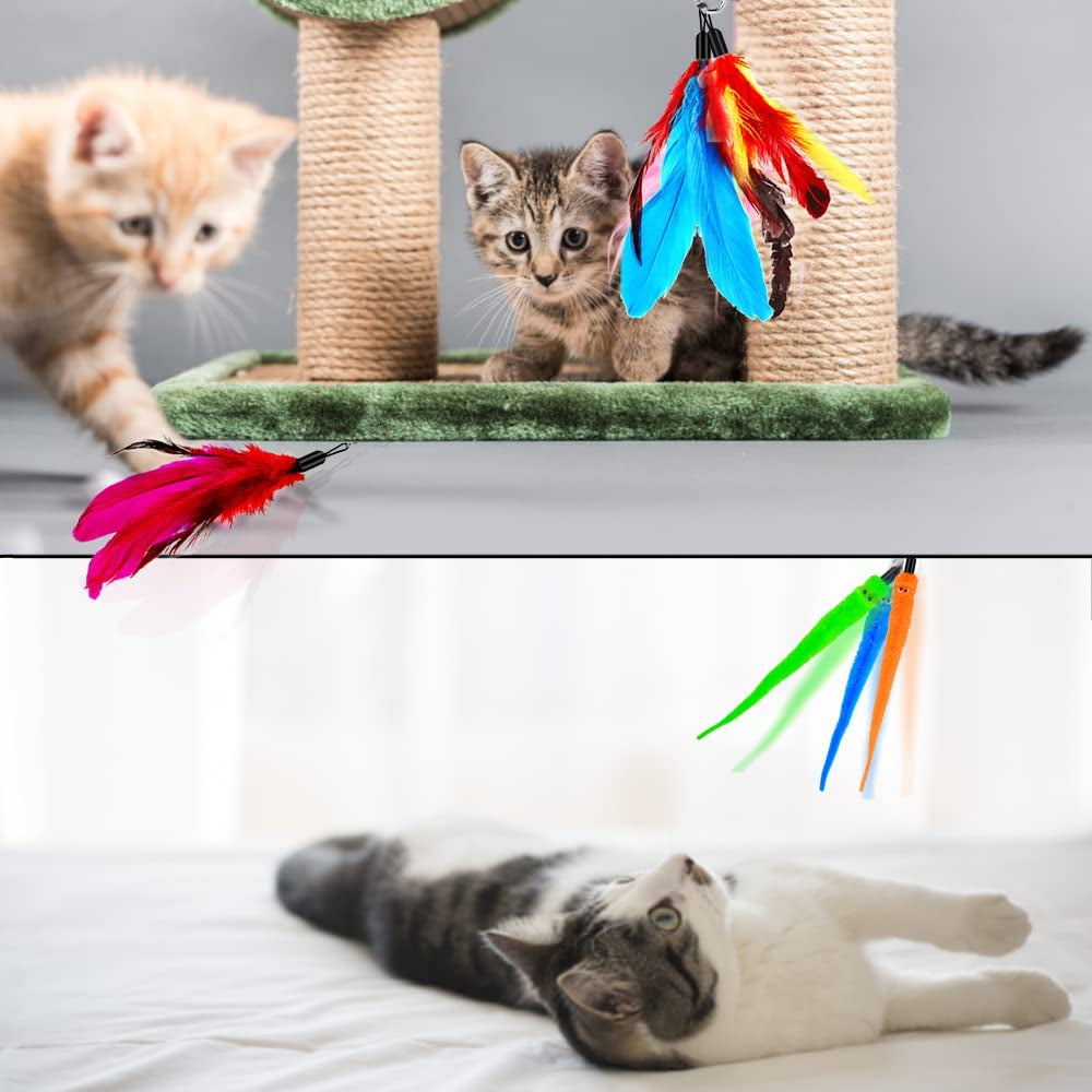 "Feather Flinging Fun Stick: The Ultimate Cat Gymnastics Set with Jingle Bells for Your Furry Olympic Champion!"