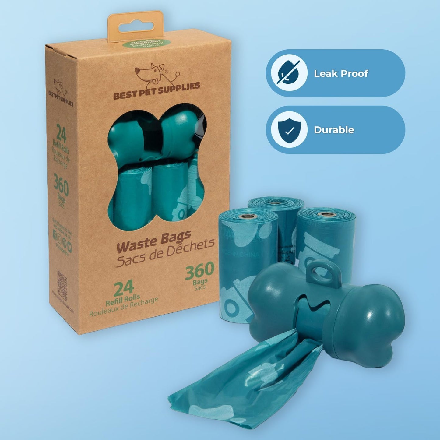 ```Paw-some Poop Pouches (360 Bags) for the Ultimate Doggy Doo-Doo Duty, Perfect for Pooch Parade and Adventure Time, Leak-Proof and Tougher than Your Ex's Excuses - Turquoise```