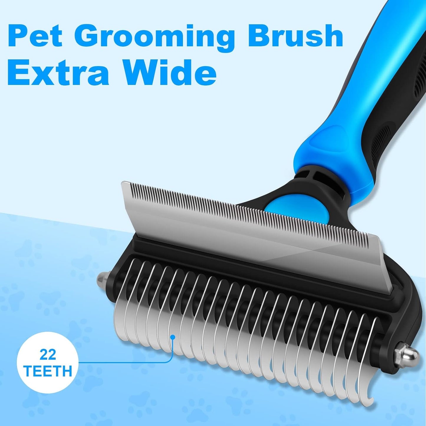 "Furry Fluff Fighter: The 2-in-1 Shedding Squeegee for Small Dogs and Cats - Say Goodbye to Matted Mayhem (Tiny Blue Edition)!"