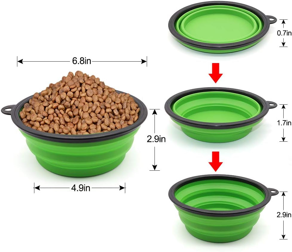 "Traveling Doggie Dining Set: The Ultimate Space-Saving Bowl for Picky Pooches and Feline Foodies on the Go (Large, Green - Because Who Wants Boring Colors?)"