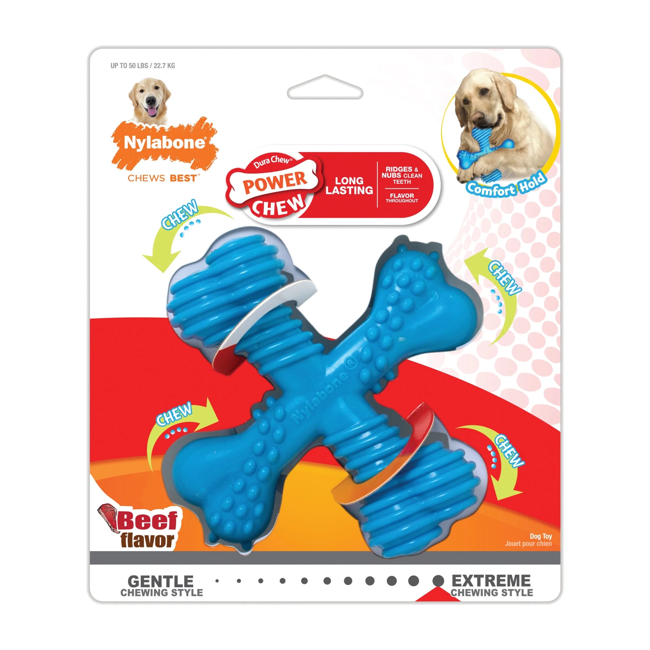 Power Chew Comfort Hold X Bone Dog Toy Beef Large/Giant - up to 50 Lbs. (1 Count)