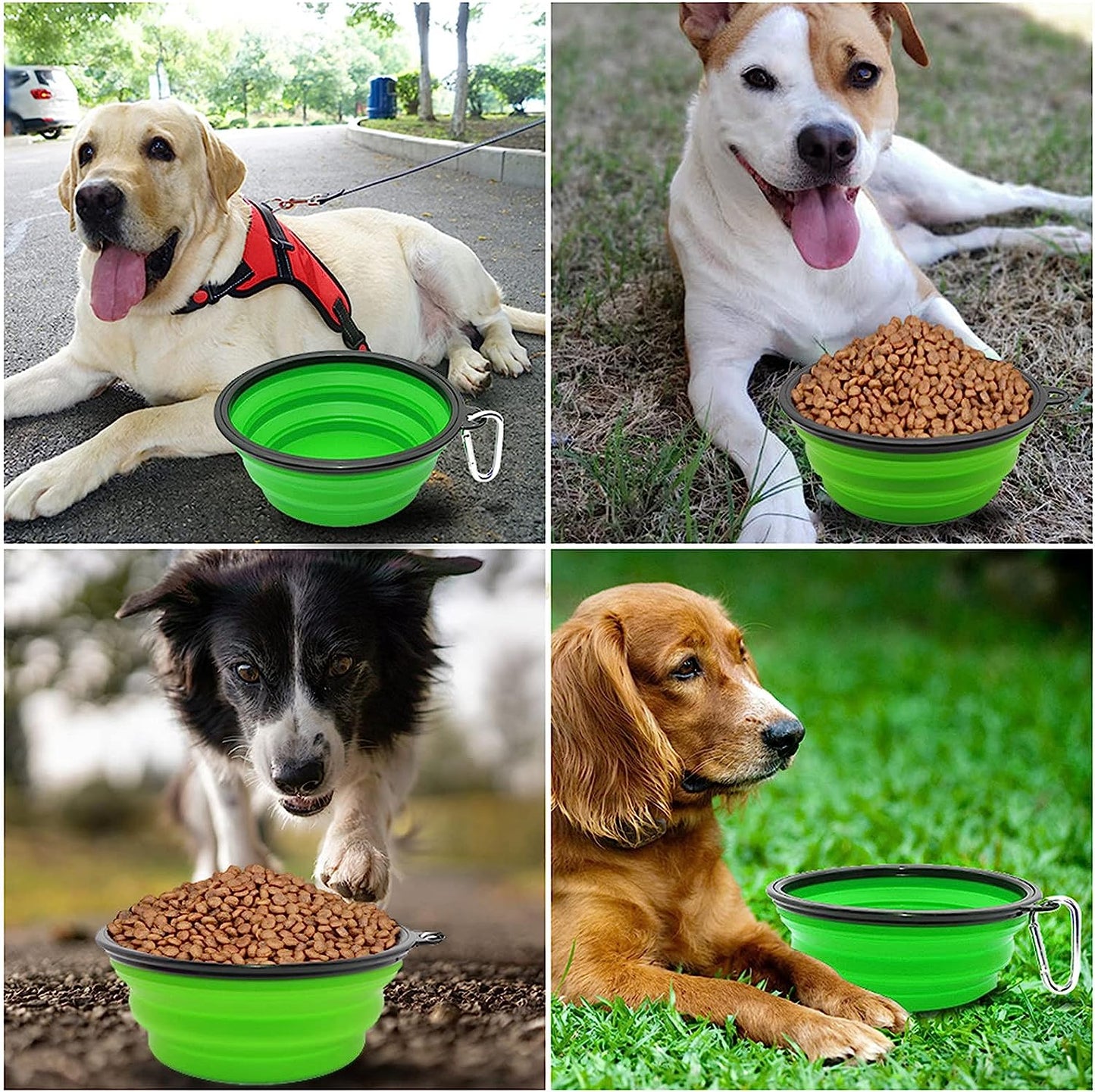 "Traveling Doggie Dining Set: The Ultimate Space-Saving Bowl for Picky Pooches and Feline Foodies on the Go (Large, Green - Because Who Wants Boring Colors?)"