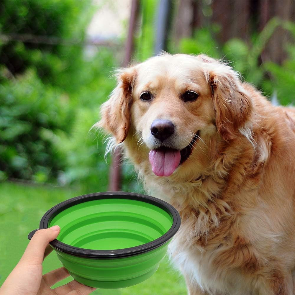 "Traveling Doggie Dining Set: The Ultimate Space-Saving Bowl for Picky Pooches and Feline Foodies on the Go (Large, Green - Because Who Wants Boring Colors?)"