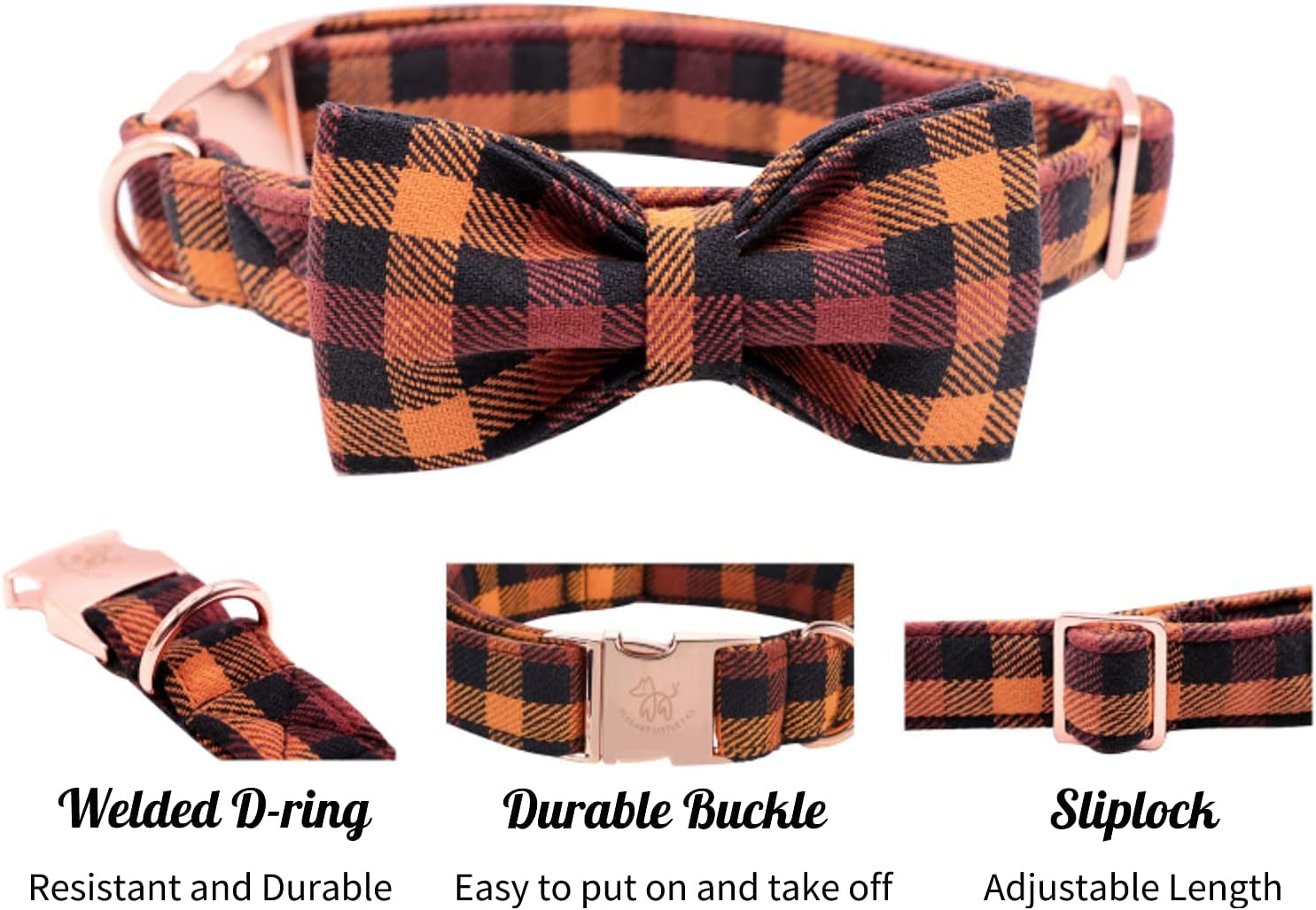 "Posh Pooch Bowtie Bling: The Adjustable Collar for Four-Legged Fashionistas of All Sizes (Even Cats Who Think They're Dogs)!"