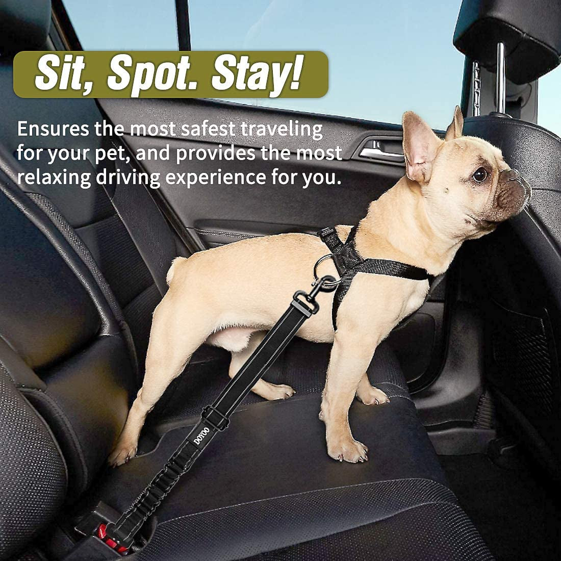 "Canine Cruiser Safety Straps: The 'Buckle Up, Furball!' 2-Pack of Adjustable, Stretchy, Reflective Doggie Seatbelts for the Ultimate Pup Road Trip Adventure!"