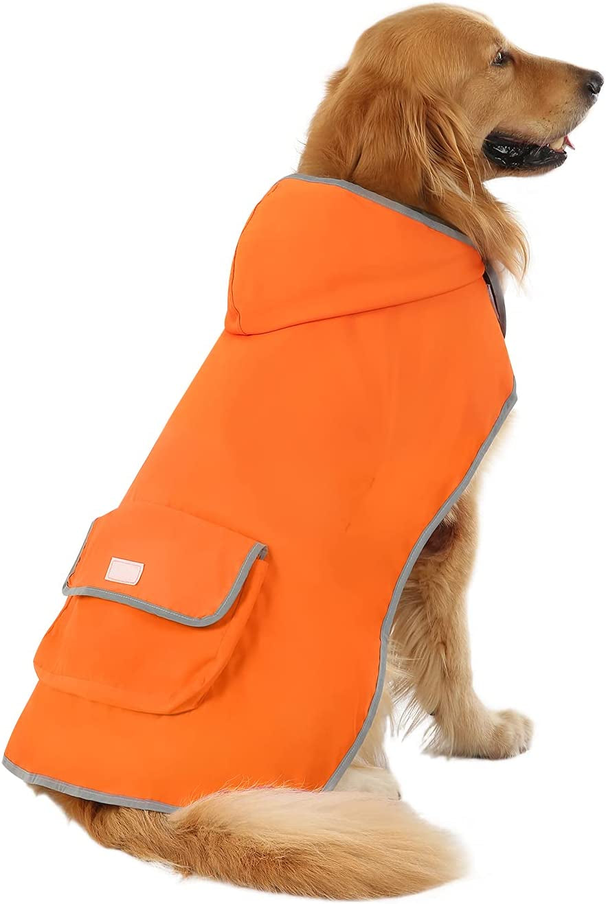 "Fashion-Forward Fido: The Camo-Orange Raincoat Poncho for Pooches Who Want to Stay Dry and Stylish!"