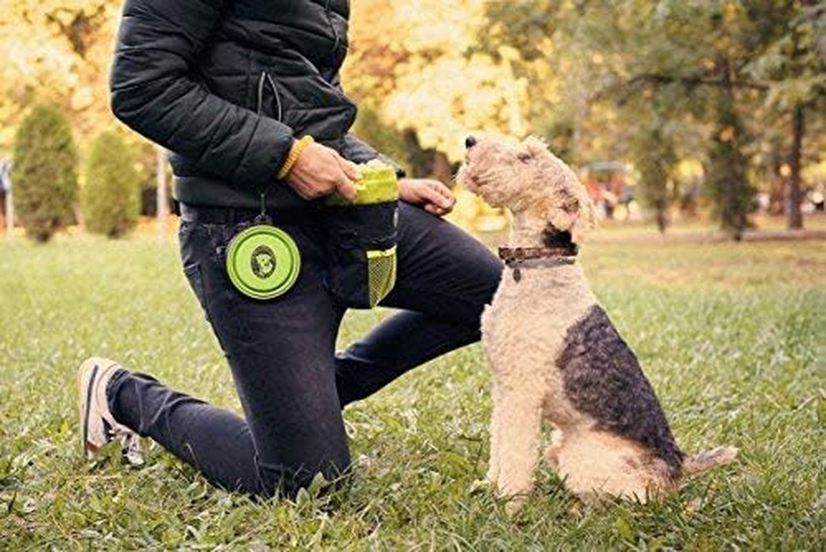 ```Snack Attack Satchel - The Ultimate Canine Cookie Carrier with Clicky Thing and Magic Bowl for Pooches, Adjustable Straps for Your Human Fashion Show, Perfect for Teaching Your Dog to Be a Goodest Boy!```